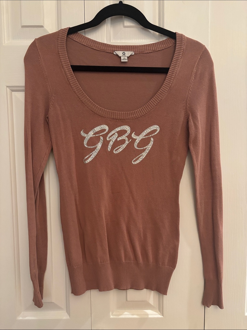 G by Guess Dusty Rose Scoop Neck Knit Top